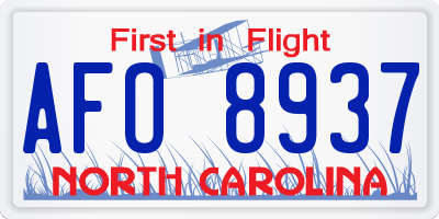 NC license plate AFO8937