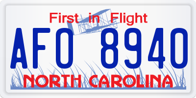 NC license plate AFO8940