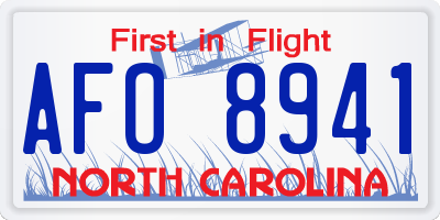 NC license plate AFO8941