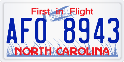 NC license plate AFO8943
