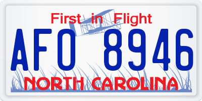 NC license plate AFO8946