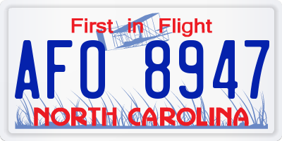 NC license plate AFO8947