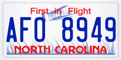 NC license plate AFO8949