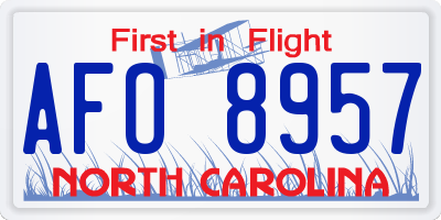 NC license plate AFO8957