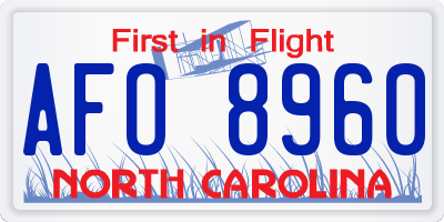 NC license plate AFO8960