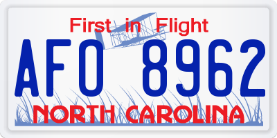 NC license plate AFO8962