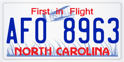 NC license plate AFO8963
