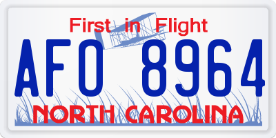 NC license plate AFO8964