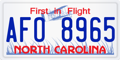 NC license plate AFO8965