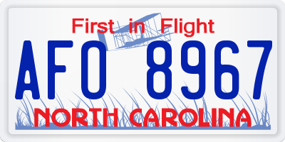 NC license plate AFO8967