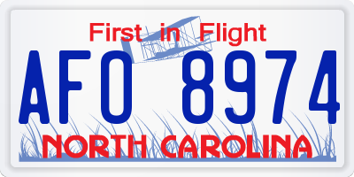 NC license plate AFO8974