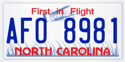 NC license plate AFO8981