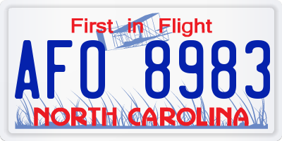 NC license plate AFO8983