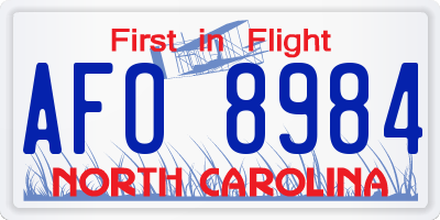 NC license plate AFO8984