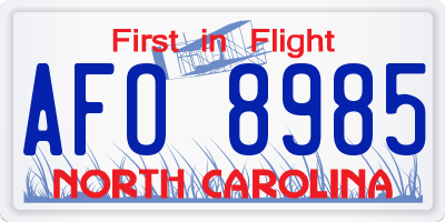 NC license plate AFO8985