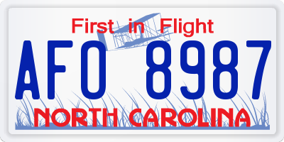 NC license plate AFO8987