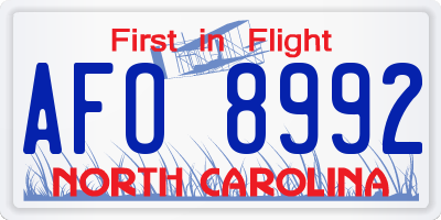 NC license plate AFO8992