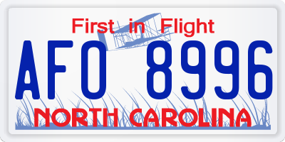 NC license plate AFO8996