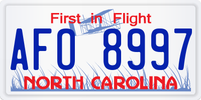 NC license plate AFO8997