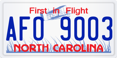 NC license plate AFO9003