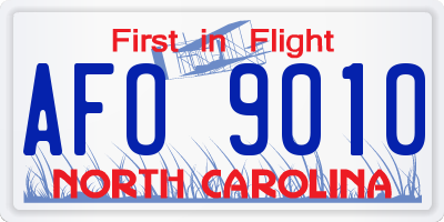 NC license plate AFO9010
