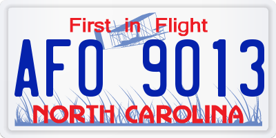 NC license plate AFO9013