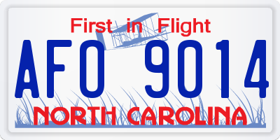NC license plate AFO9014