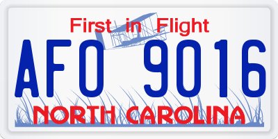NC license plate AFO9016