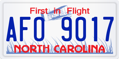 NC license plate AFO9017