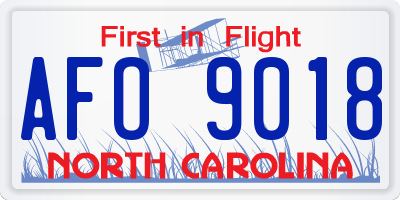 NC license plate AFO9018