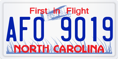 NC license plate AFO9019