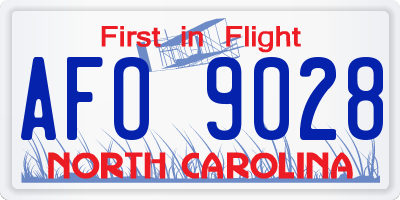 NC license plate AFO9028