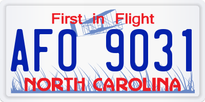 NC license plate AFO9031