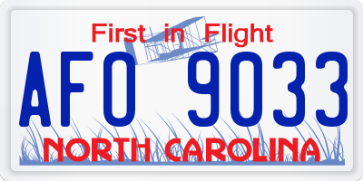 NC license plate AFO9033