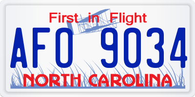 NC license plate AFO9034