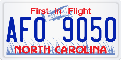 NC license plate AFO9050