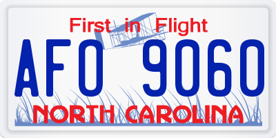 NC license plate AFO9060