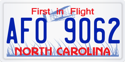 NC license plate AFO9062