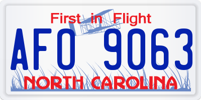 NC license plate AFO9063