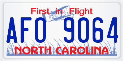 NC license plate AFO9064