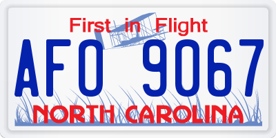 NC license plate AFO9067