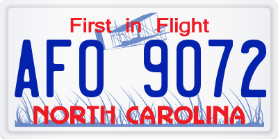 NC license plate AFO9072