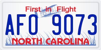 NC license plate AFO9073