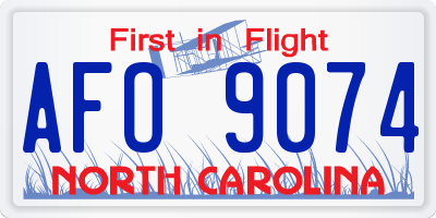 NC license plate AFO9074