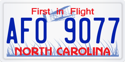 NC license plate AFO9077