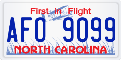 NC license plate AFO9099