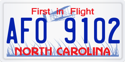 NC license plate AFO9102