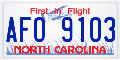 NC license plate AFO9103