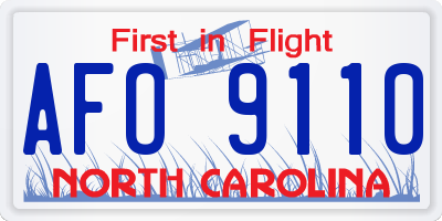 NC license plate AFO9110