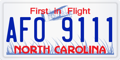 NC license plate AFO9111